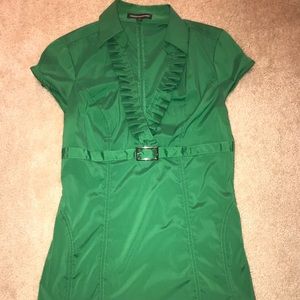 Low cut green v neck